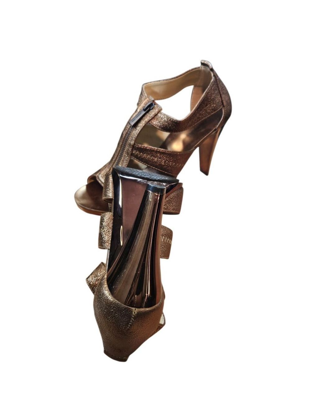 Michael Kors Bronze Metallic Zipper Heels - Picture 11 of 16